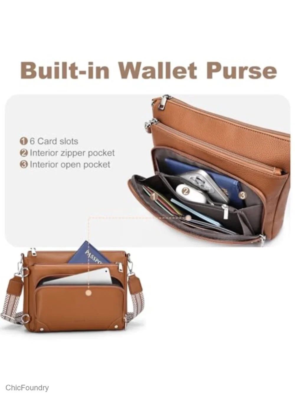 Anti-Theft Crossbody Purse with RFID Blocking & Built-In Wallet
